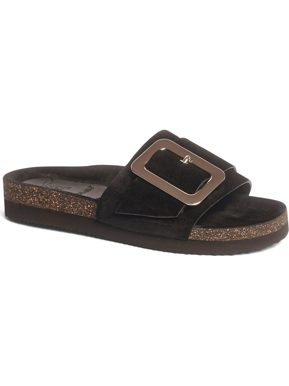 Anthony Veer Black Suede Slide Mules with Silver Buckle